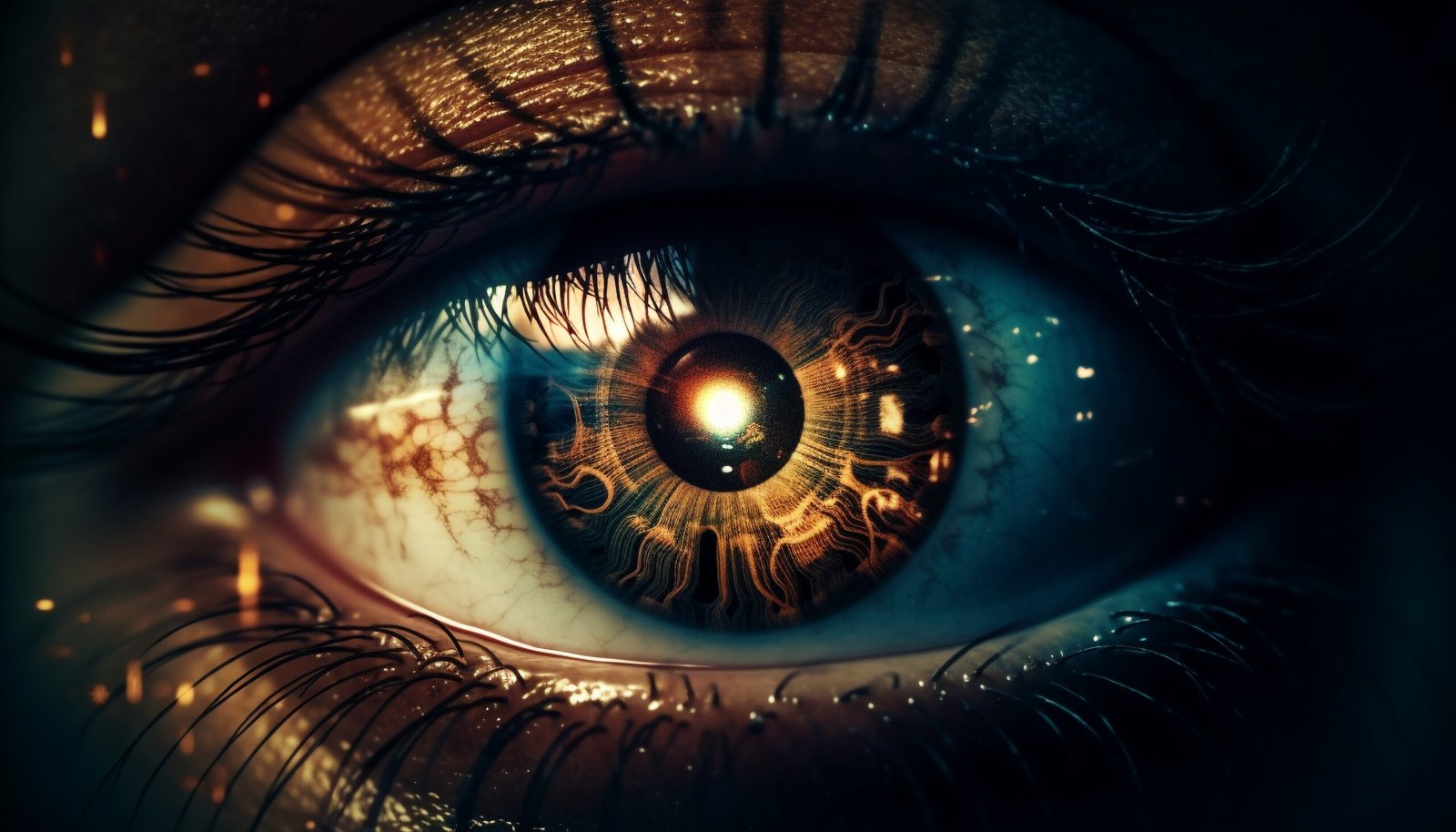 Close-up of a digitally enhanced human eye, symbolizing boutique digital marketing agency driven marketing insights and data-focused vision.